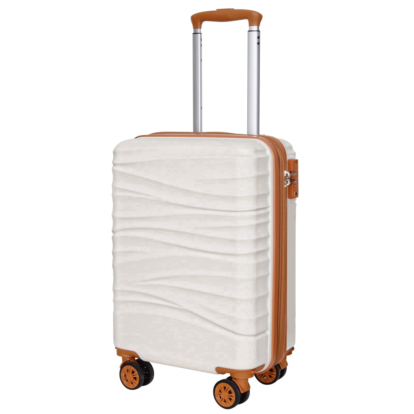 SUNSPIRE 20'' Carry On Luggage Airline Approved Hardside Suitcase with Double Spinner Wheels Expandable Carry-on Luggage for More Space Lightweight Scratch-Resistant Travel Bag YKK Zipper White
