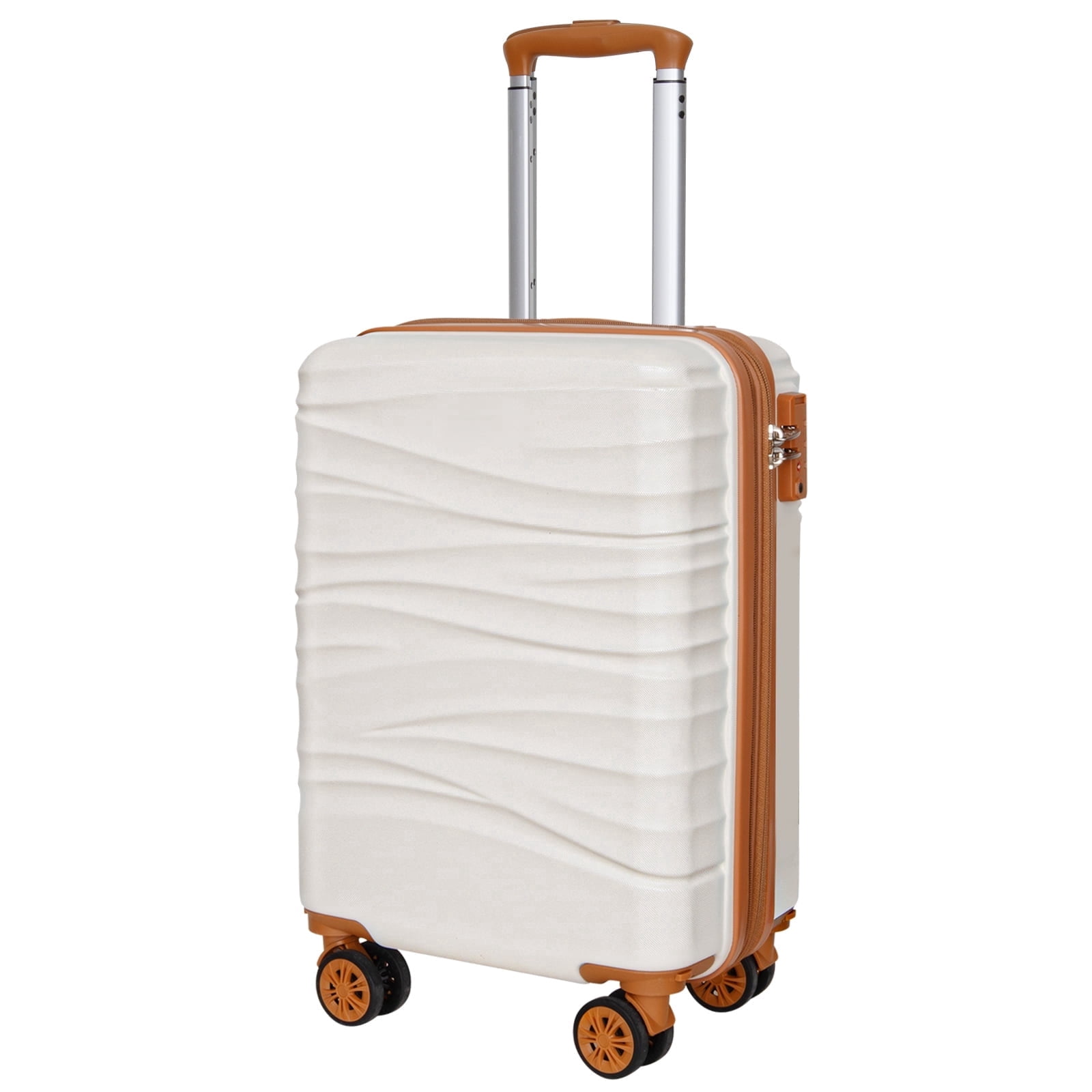 SUNSPIRE 22'' Carry On Luggage Airline Approved Hardside Suitcase with Double Spinner Wheels Expandable Carry-on Luggage for More Space Lightweight Scratch-Resistant Travel Bag YKK Zipper White