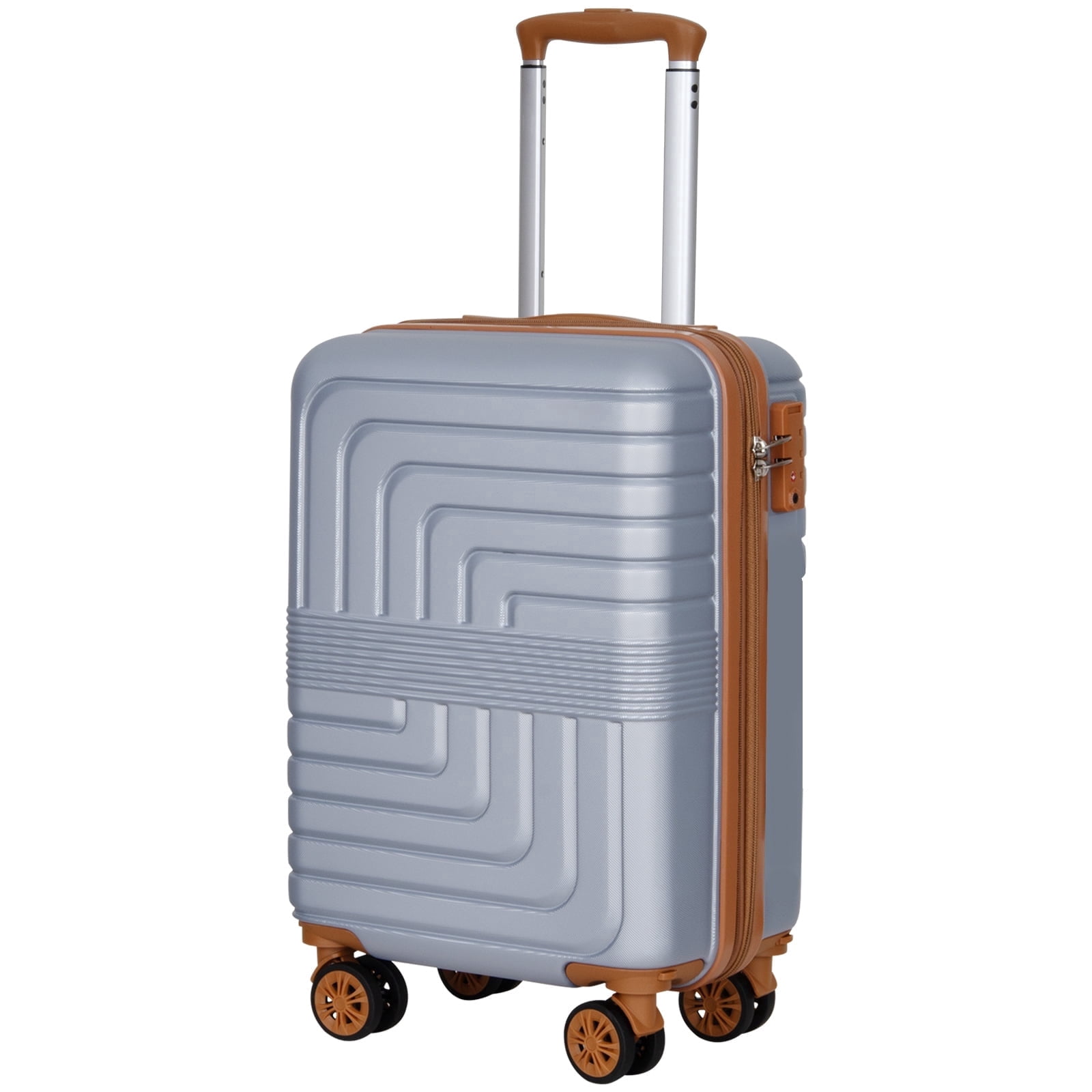 SUNSPIRE 22 Inch Carry On Luggage Airline Approved Hardshell Suitcase Lightweight Expandable Spinner Wheels YKK Zipper Rolling Travel Suit Case Silver