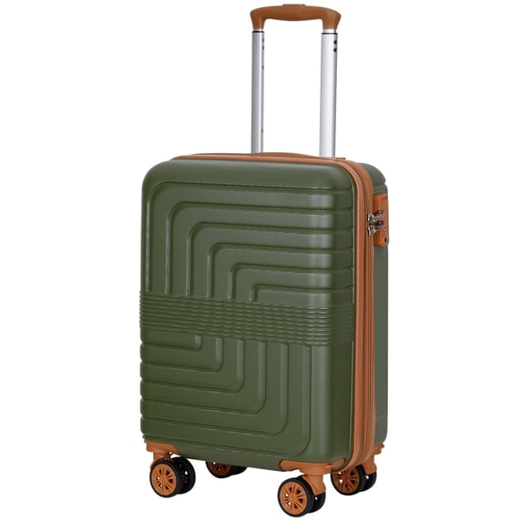 SUNSPIRE 22 Inch Carry On Luggage Airline Approved Hardshell Suitcase Lightweight Expandable Spinner Wheels YKK Zipper Rolling Travel Suit Case Green