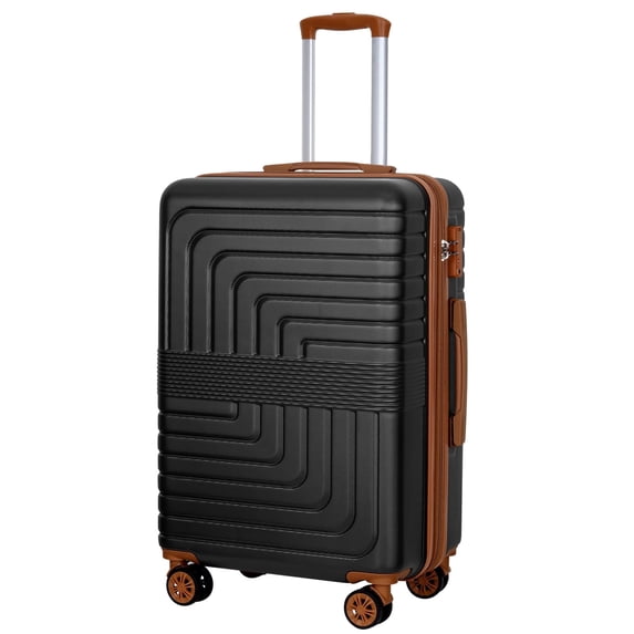 SUNSPIRE 26 Inch Checked Luggage Durable Hardshell Suitcase TSA Lock YKK Zipper PC+ABS Hardside Spinner Wheels Rolling Lightweight Traveling Black
