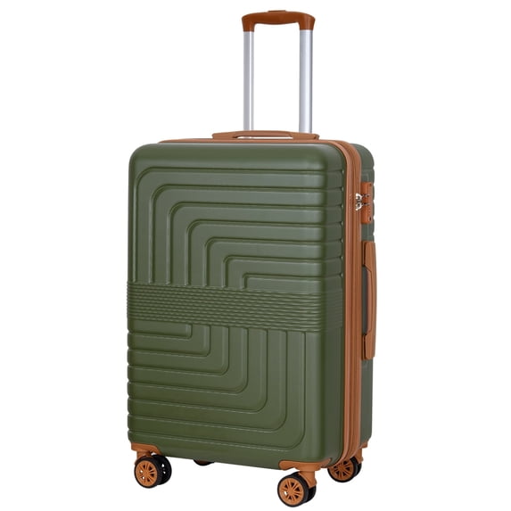 SUNSPIRE 26 Inch Checked Luggage Durable Hardshell Suitcase TSA Lock YKK Zipper PC+ABS Hardside Spinner Wheels Rolling Lightweight Traveling Green