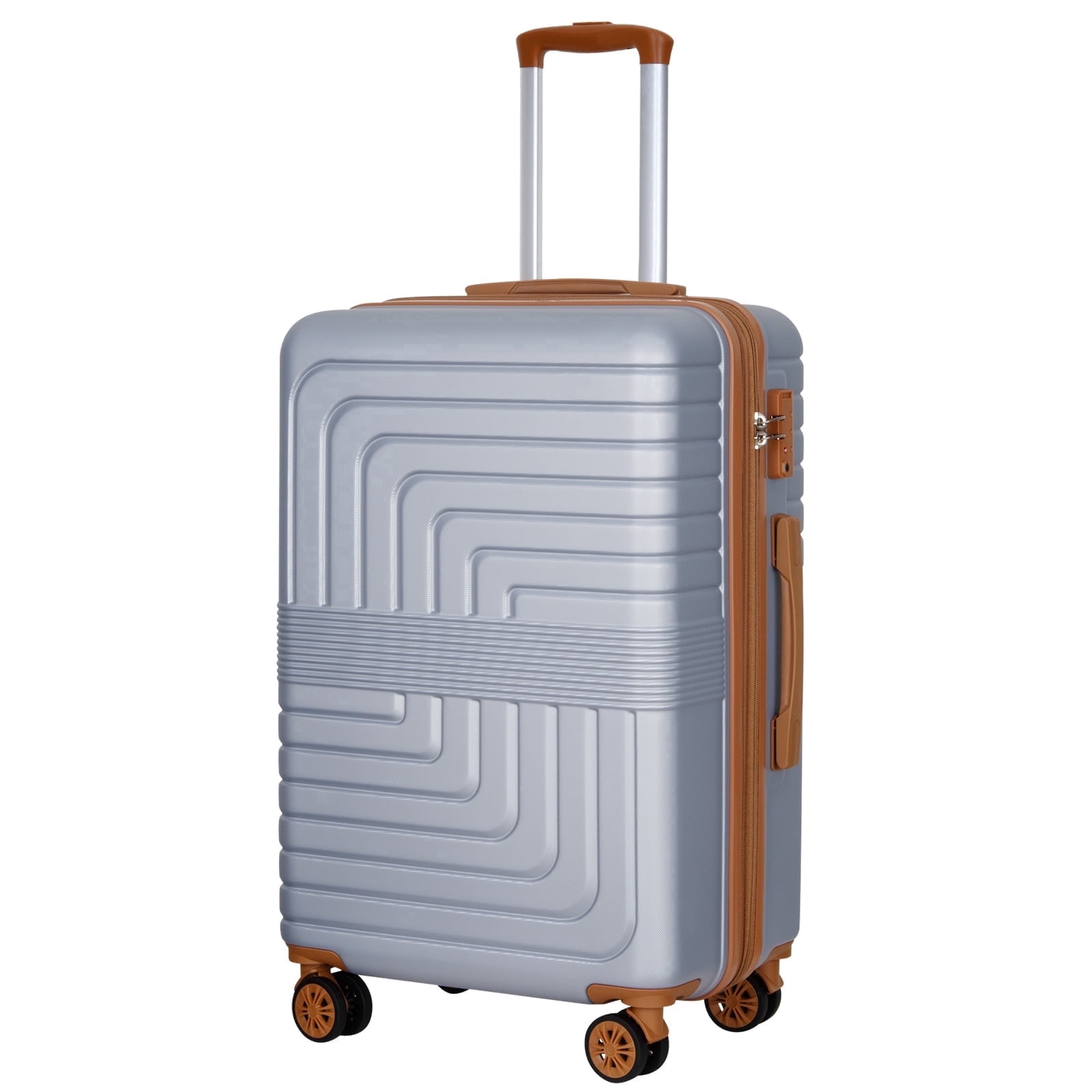 SUNSPIRE 26 Inch Checked Luggage Durable Hardshell Suitcase TSA Lock YKK Zipper PC+ABS Hardside Spinner Wheels Rolling Lightweight Traveling Silver