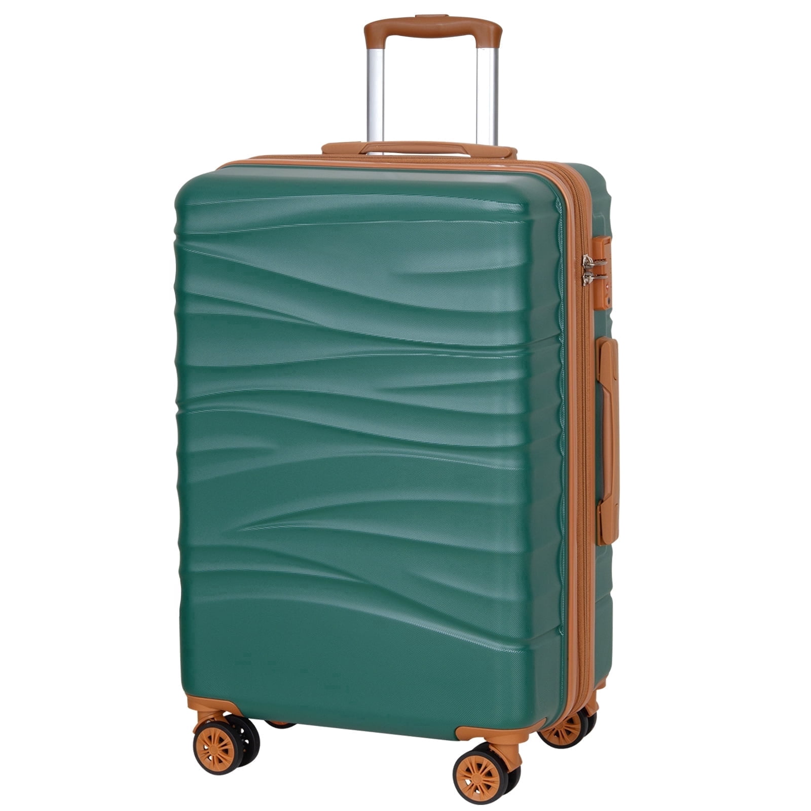SUNSPIRE 30" Large Checked Suitcase with YKK Zippers and Dual Spinner Wheels Hardside Green