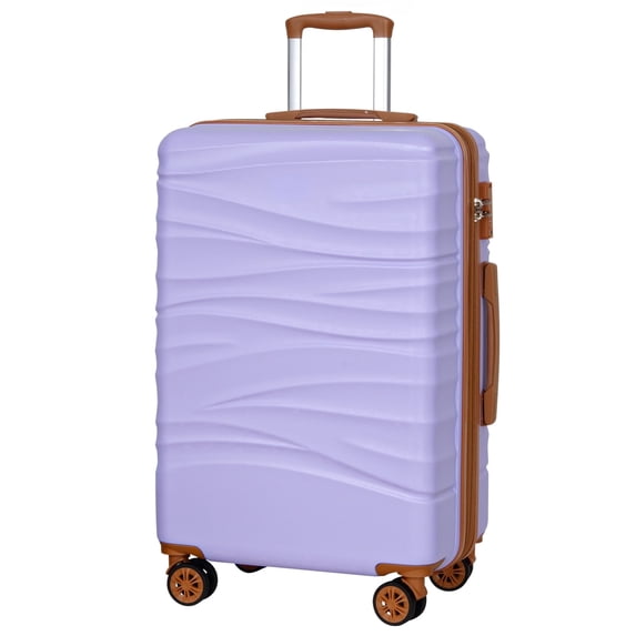 SUNSPIRE 30" Large Checked Suitcase with YKK Zippers and Dual Spinner Wheels Hardside Purple