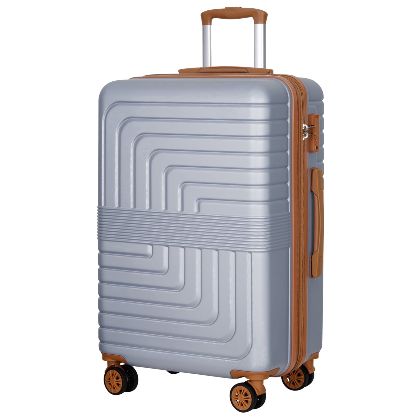 SUNSPIRE Checked Luggage 30 In Checked Large Hardside Suitcase Rolling Spinner Wheels TSA Lock YKK Zipper Hardshell Lightweight Durable Travel Silver