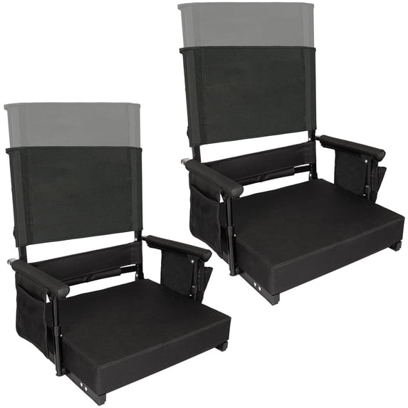 SUNSPIRE Extra Tall Stadium Seats 2-Pack, Adjustable High Back Bench Portable Chair with Lumbar Support Pockets Armrests and Cup Holders for Outdoor