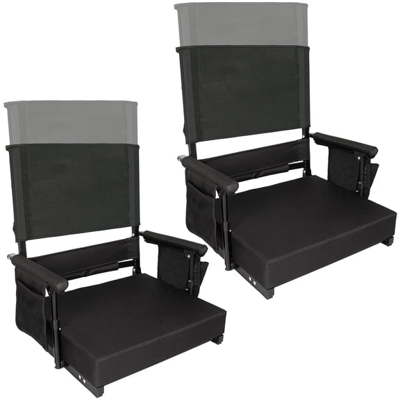 SUNSPIRE Extra Tall Stadium Seats 2-Pack, Adjustable High Back Bench Portable Chair with Lumbar Support Pockets Armrests and Cup Holders for Outdoor