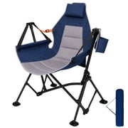 SUNSPIRE Oversized Hammock Camping Chair without Footrest Adjustable Recline Folding Portable Outdoor Swinging Travelling Patio Seat for Adult Blue