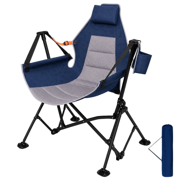 SUNSPIRE Oversized Hammock Camping Chair without Footrest Adjustable Recline Folding Portable Outdoor Swinging Travelling Patio Seat for Adult Blue