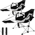 thumbnail image 1 of SUNSPIRE Oversized Hammock Chair with Footrest 2-Pack Portable Folding Rocking Camp Chair with Cup Holder for Outdoor Beach Sports Fishing Black, 1 of 10