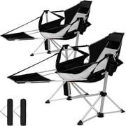 SUNSPIRE Oversized Hammock Chair with Footrest 2-Pack Portable Folding Rocking Camp Chair with Cup Holder for Outdoor Beach Sports Fishing Black