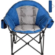 SUNSPIRE Oversized Moon Camping Chair XL Padded Folding Heavy Duty Folding Portable with Cup Holder Side Pocket for Outdoor Beach Sports Fishing Blue deal from Walmart