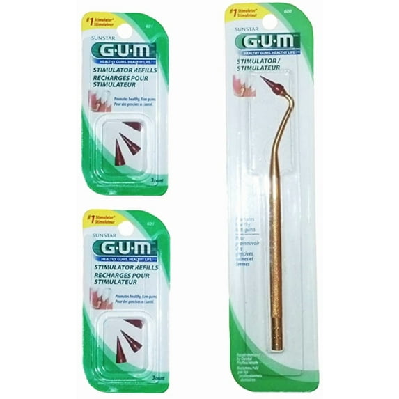 SUNSTAR /GUM Stimulator with 6 Convenient Refills Rubber Tip Replacements