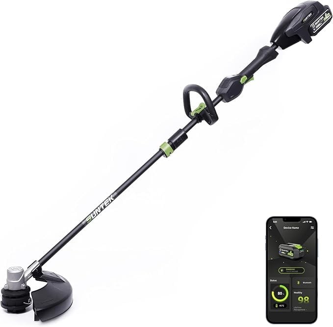 SUNTEK 40V 15-Inch Cordless String Trimmer with 4.0Ah Battery and Rapid Charger, IOT and APP Connection