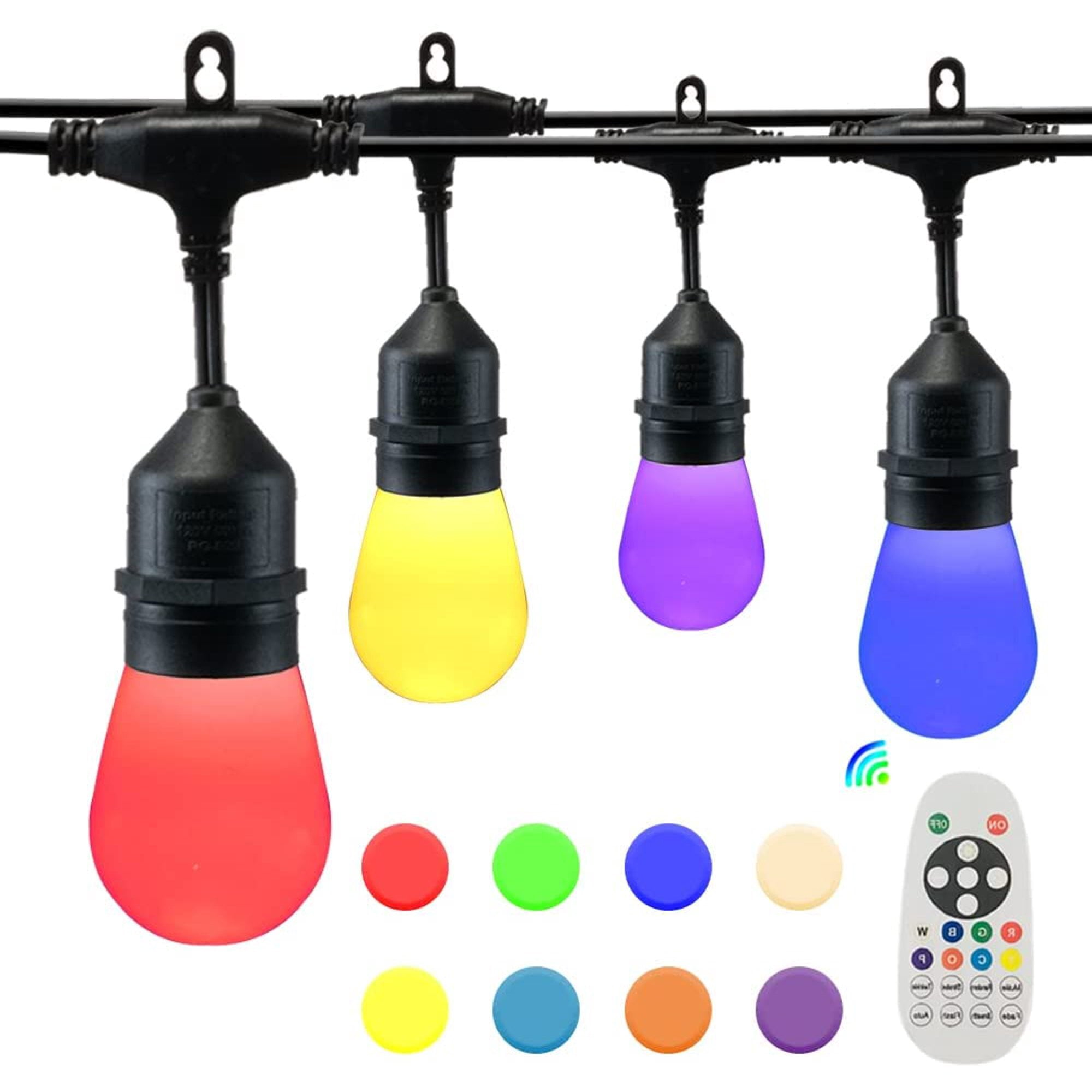 SUNTHIN 50FT Outdoor Color String Lights with Remote for Holiday Party Lights Patio Backyard Home and Outdoor Decorative with Shatterproof S14 RGB
