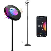 SUNTHIN Black Smart Floor Lamp, RGB Lamp LED Dimmable Standing Floor Lamp Compatible with Alexa & Google Home, Multicolor Up-Down luminous WiFi Floor Lamp 24W