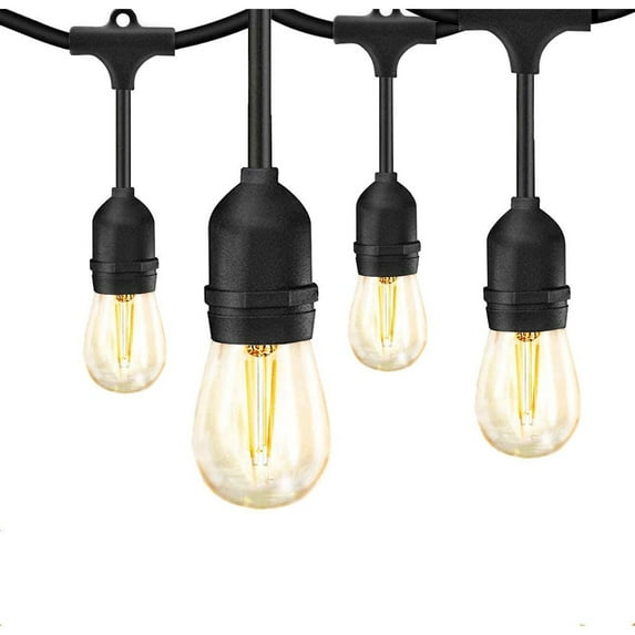 SUNTHIN LED Outdoor String Lights 48FT,Patio String Lights with 2W Dimmable Edison Vintage Plastic Bulbs and Commercial Grade Weatherproof Strand,UL Listed