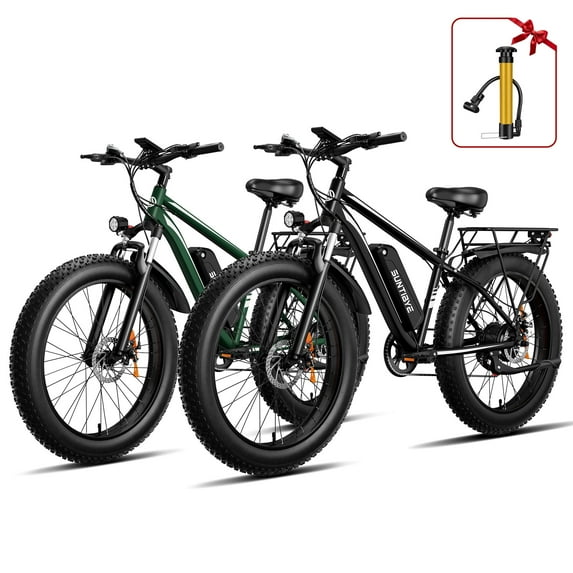 SUNTIBYE 2Pcs EB26 Electric Bike,Fat Tire Ebike for Adults, 1000W Motor, Peak 1500W Mountain Bike 26"x4", 48V 15Ah UL2849