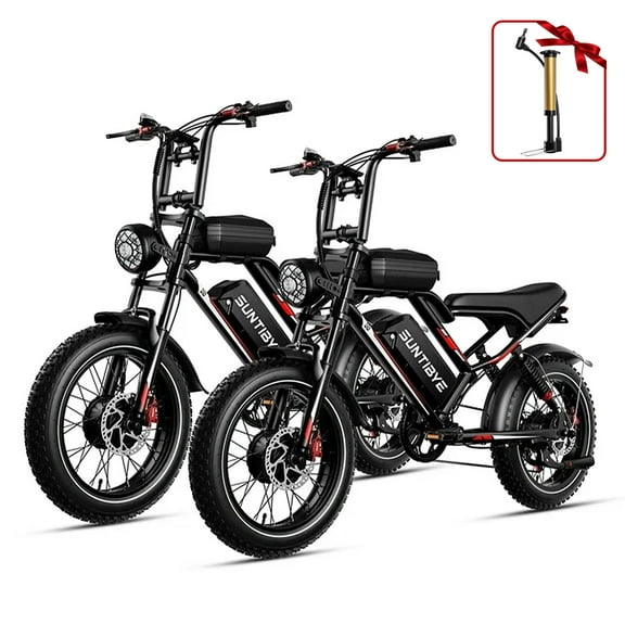 SUNTIBYE S8 2Pcs Electric Bike,Dual Motor Peak 3000W Ebike ,20"x4" Fat Tire Mountain Bike,7-Speed 48V 25AH UL2849