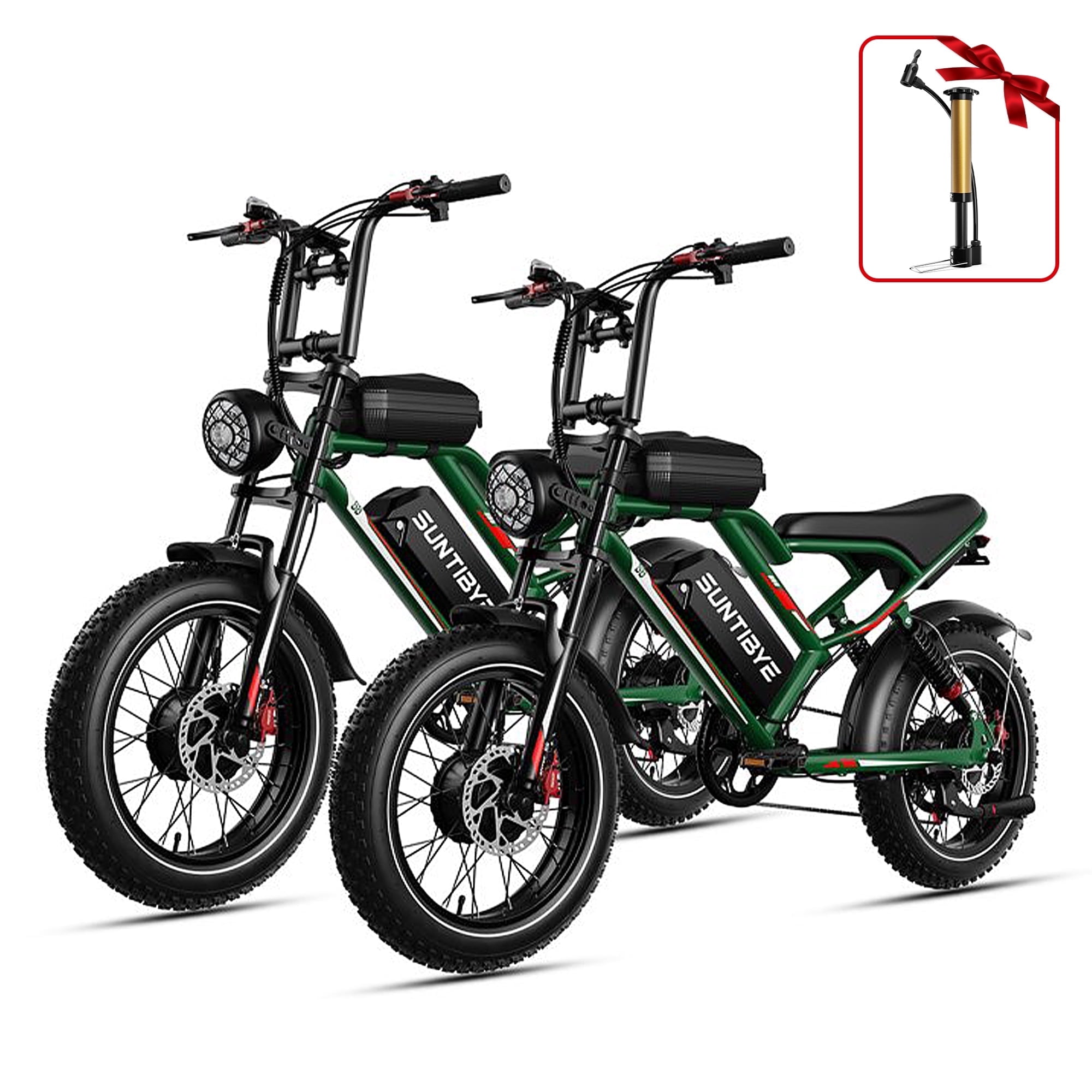 SUNTIBYE S8 2Pcs Electric Bike,Dual Motor Peak 3000W Ebike ,20"x4" Fat Tire Mountain Bike,7-Speed 48V 25AH UL2849