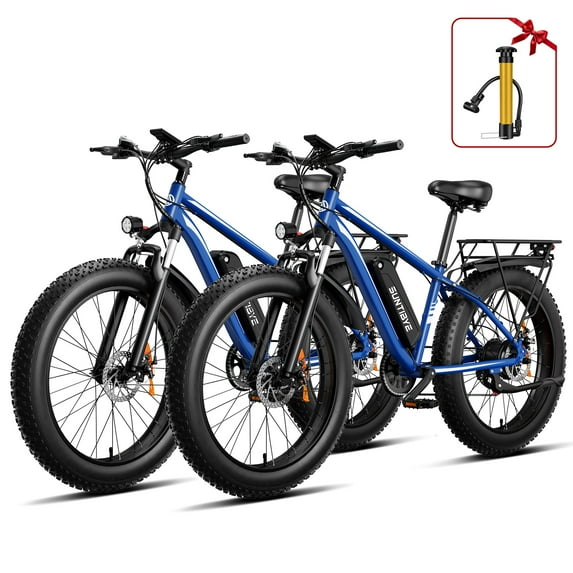 SUNTIBYE 2PCS EB26 Electric Bike,Fat Tire Ebike for Adults, 1000W Motor, Peak 1500W Mountain Bike 26"x4", 48V 15Ah UL2849