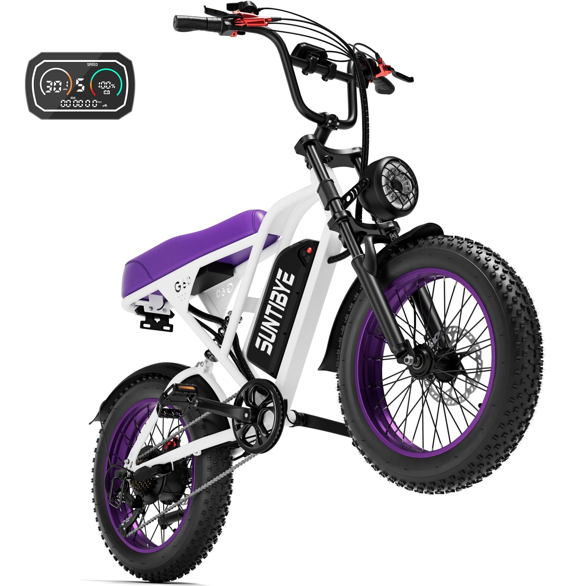SUNTIBYE G60 Fat Tire Electric Mountain Bike for Adults 20", 1500W 7-Speed Off-road Ebike, 30MPH & 70Miles, 48V 20Ah UL2849