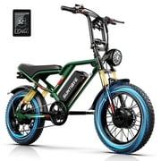 SUNTIBYE S8 Fat Tire Electric Bike 20", 3000W Dual Motor E-Mountain Bike for Adults, 32MPH 7-Speed Ebike,48V 25AH UL2849, Black