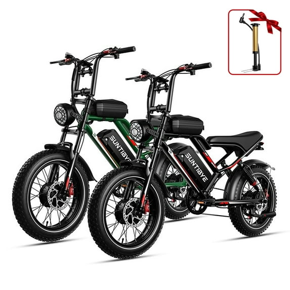 SUNTIBYE S8 2Pcs Electric Bike,Dual Motor Peak 3000W Ebike ,20"x4" Fat Tire Mountain Bike,7-Speed 48V 25AH UL2849