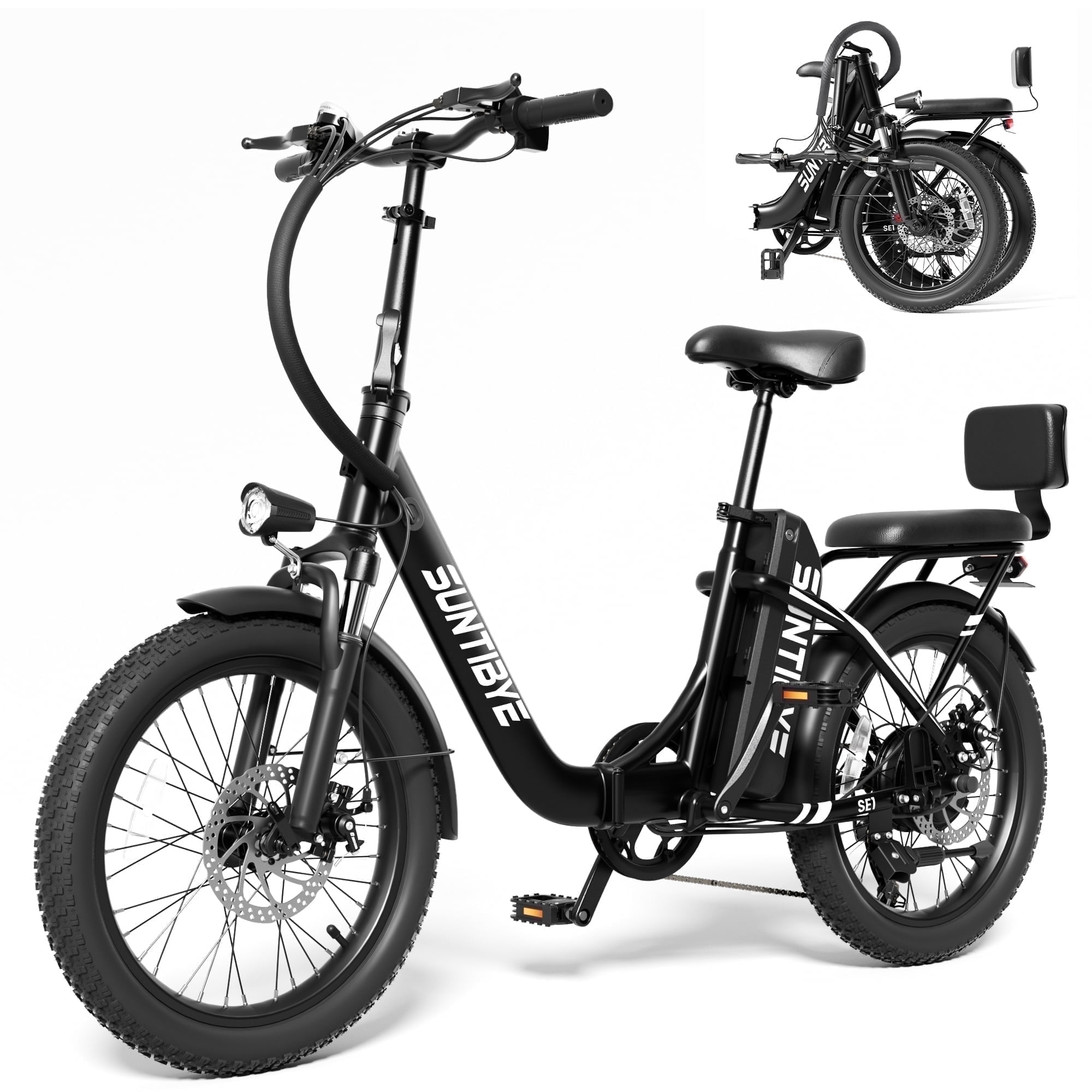 SUNTIBYE SE1 Folding Electric Bike for Adults, 1000W Motor, 28MPH, 48V 15Ah Battery, 20" Fat Tire E-Mountain Bike, UL2849, Black