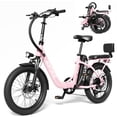 thumbnail image 1 of SUNTIBYE SE1 Folding Electric Bike for Adults, 1000W Motor, 28MPH, 48V 15Ah Battery, 20" Fat Tire E-Mountain Bike, UL2849, Pink, 1 of 7