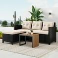 thumbnail image 1 of SUNTONE Patio Conversation Set - 3 Piece Patio Sectional Sofa Set, Coffee Table, Black/Beige, 1 of 12