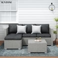 thumbnail image 1 of SUNTONE Patio Conversation Sofa Set - 3 Piece All Weather Wicker Outdoor Furniture Set, Gray Rattan & Black Cushions, 1 of 9