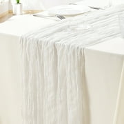 SUNTQ 4 pack Cheesecloth Table Runners,10FT Gauze Boho Cheese Cloth Table Runner for Wedding, Bridal Shower, Rustic Sheer Runner for Fall Thanksgiving Christmas Table Decoration,White