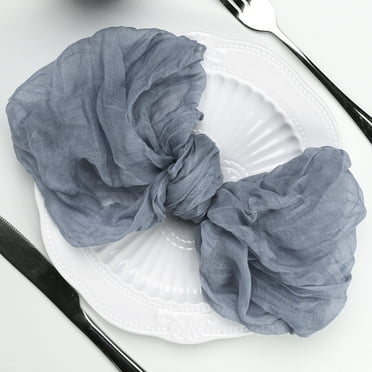 SUNTQ Cheesecloth Napkins Bulk, 20"x20" Set of 12 Cotton Dinner Napkins, Rustic Boho Gauze Fabric Cloth Napkins, Handmade Table Napkins for Wedding Party Baby Shower Home Decoration,Dusty Blue