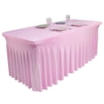 thumbnail image 1 of SUNTQ Table Skirts for Rectangle Tables 6ft ,Fitted Table Covers for 6 foot tables, Pink Table Cloth for 6 ft Table with Skirt, Wrinkle Resistant Spandex Table Cover and Table Skirt, 1 of 6