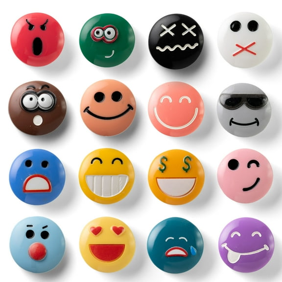 SUNURS 3D Cute Fridge Magnets for Locker, Colorful Smiley Face Strong Decorative Funny Refrigerator Magnets for Whiteboard, Kitchen, and Office (16 Pieces)