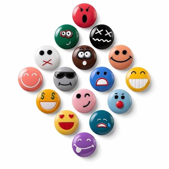 SUNURS 3D Cute Fridge Magnets for Locker, Colorful Smiley Face Strong Decorative Funny Refrigerator Magnets for Whiteboard, Kitchen, and Office (16 Pieces)