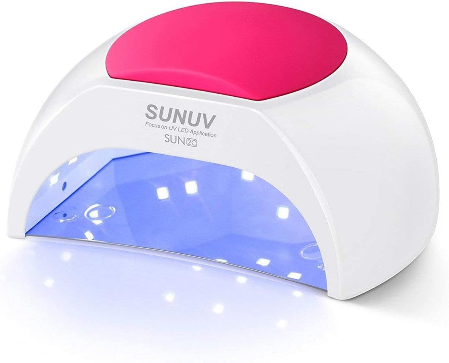 SUNUV SUN2C 4 Timer Settings, LED Curable 48W LED Nail Dryer for Gel Polish with Silicone Pad, Pink