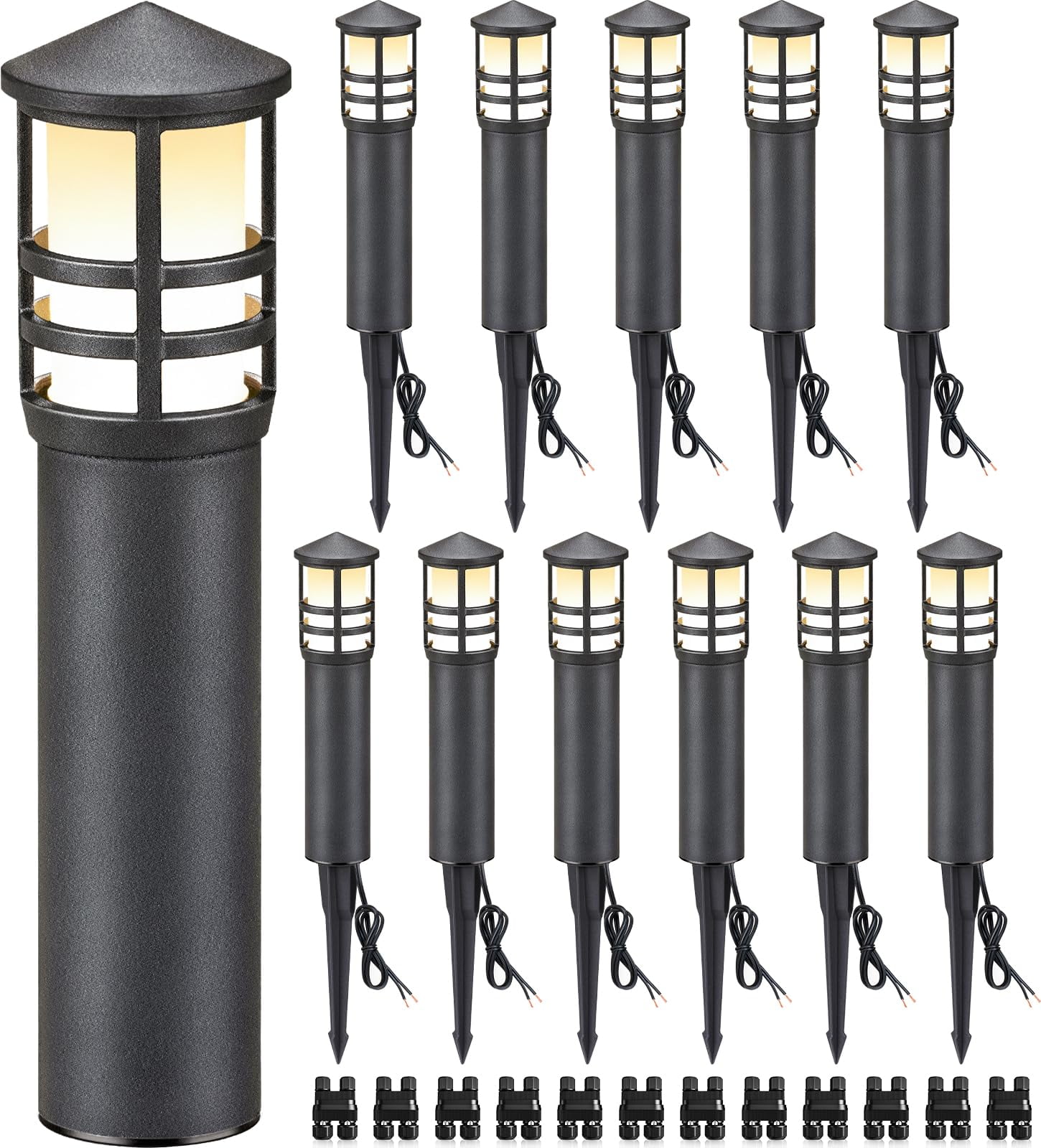 SUNVIE 12Pack Low Voltage YPF5 Pathway Lights 3W Lighting 3000K 1224V LED Bollard Path Lights