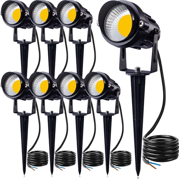 SUNVIE 12W LED Landscape Lights Low Voltage Pathway Lights Outdoor Warm White Spotlights, 8 Pack