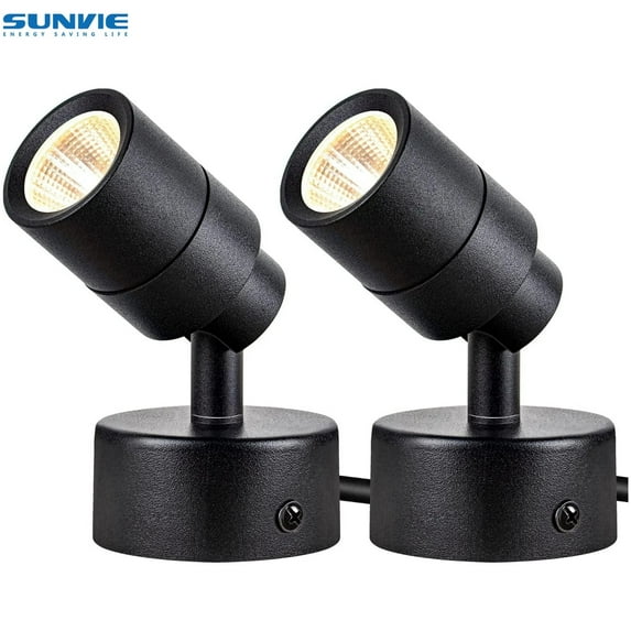 SUNVIE 2 Pack LED Spotlights Indoor, 3W Up Light Floor Lamps, 3000K Accent Lighting with Foot Switch