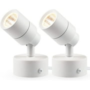 SUNVIE 2 Pack LED Uplights for Indoor Use, Warm White Floor Spotlight Lamp, 120V Accent Lighting, 5.9ft Cord with Foot Switch