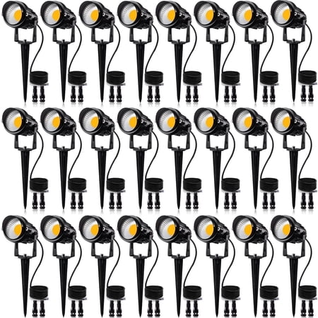 SUNVIE 24 pack Low Voltage Landscape Lights LED 12W Outdoor Spotlight for Yard Garden Decoration