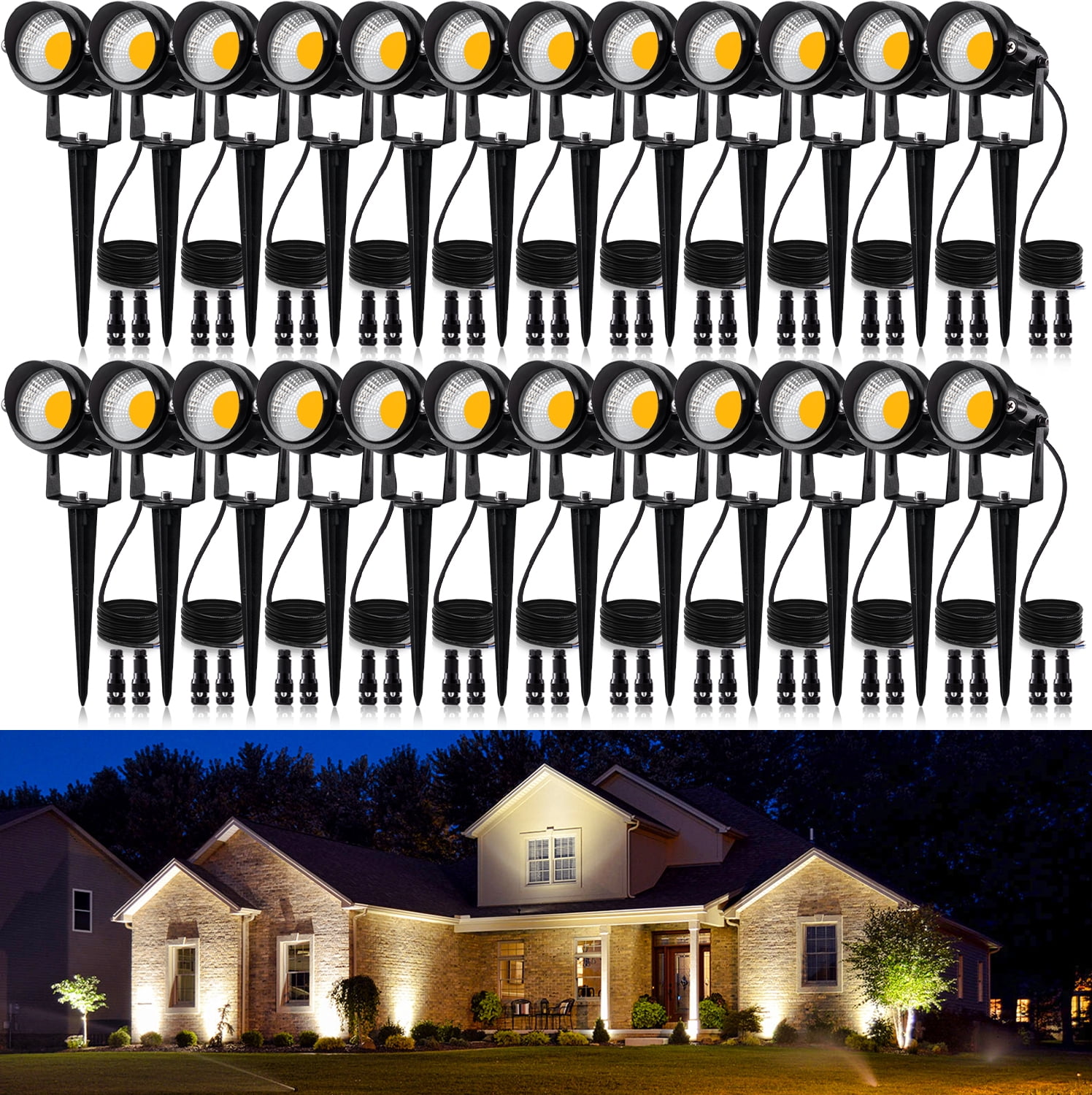 SUNVIE 24 Pack Low Voltage LED 12W Outdoor Landscape Lights - Walmart.com