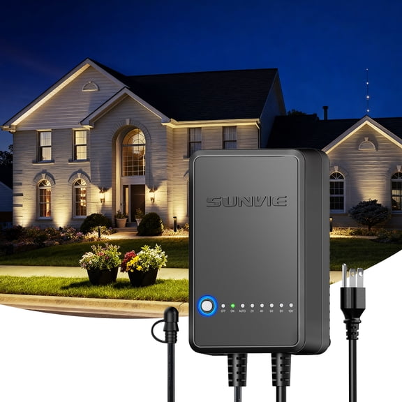 SUNVIE 60W Low Voltage Landscape Transformer with Timer and Photocell Sensor Step Down Transformer