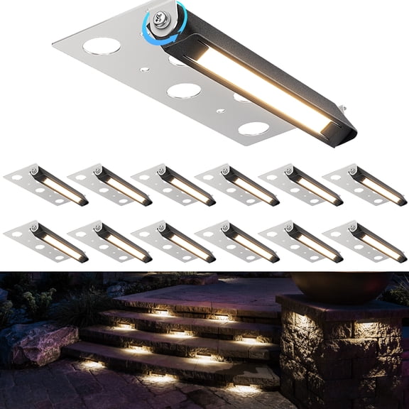 SUNVIE 7 inches Retaining Wall Lights 5W LED Low Voltage Hardscape Lighting Outdoor Step Light 3000K Waterproof for Patio Walls Stairs, 12 pack
