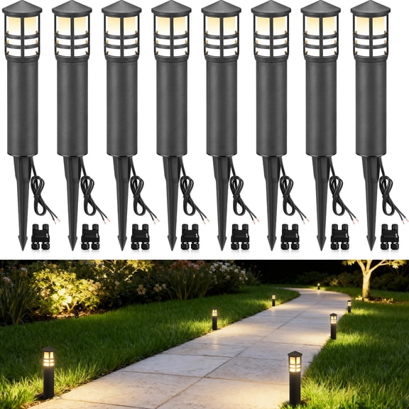 SUNVIE 8-Pack Low Voltage Pathway Lights 3W LED Landscape Lighting for Walkway Yard Garden