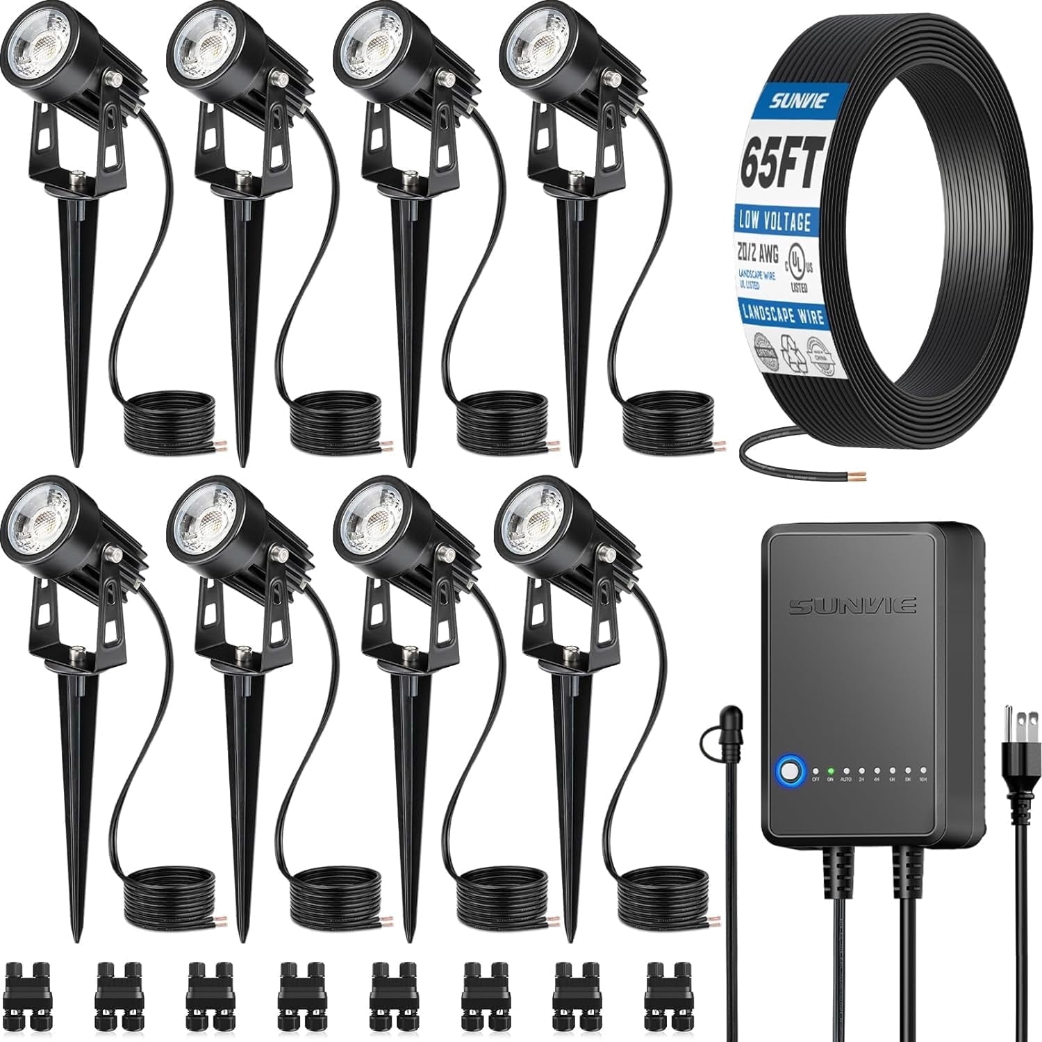 SUNVIE All-in-One LED Low Voltage Landscape Lighting Kit with ...