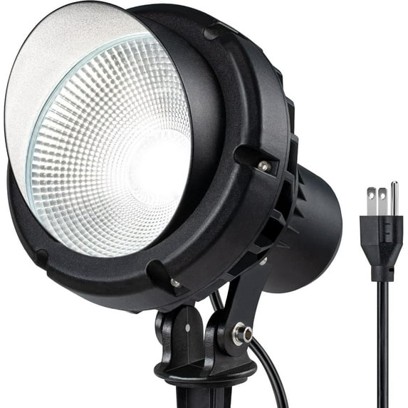 SUNVIE LED 40W Spotlights Outdoor 5000K Daylight White Plug in Flag Pole Light 120V Ultra Bright for Yard House Tree Lawn Signage with Stake & 5.5FT Cord